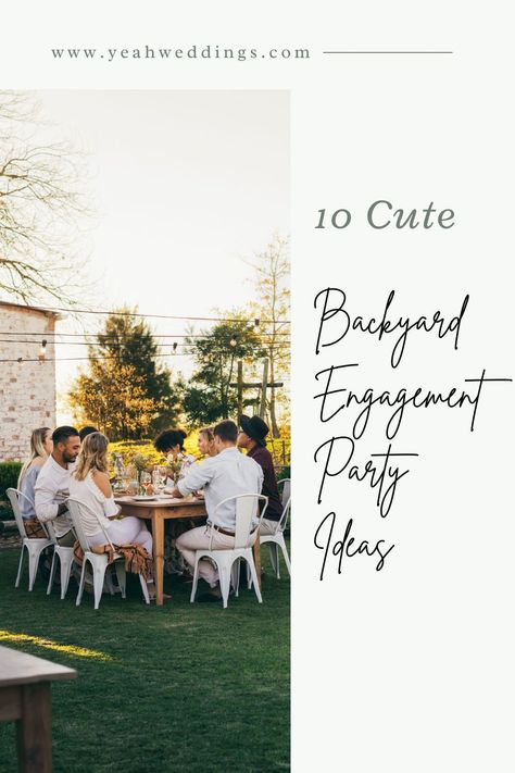 Classy Backyard Engagement Party, Engagement Party Backyard Decorations, Outdoor Fall Engagement Party, Engagement Party Surprise Wedding, How To Plan Engagement Party, Engagement Party Must Haves, Chill Engagement Party, Simple Engagement Party Ideas At Home, Casual Engagement Party Ideas