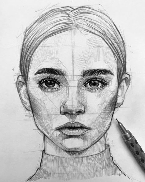 Easy Portrait Drawing, Realistic Face Drawing, Human Face Drawing, Hatch Drawing, Face Art Drawing, Human Sketch, Pencil Portrait Drawing, Human Figure Sketches, Girl Face Drawing