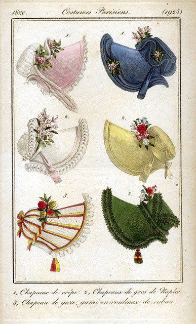 .Romantic Era (1820-1850) hats Topi Vintage, 1820s Fashion, Historical Hats, Istoria Artei, Regency Era Fashion, Mode Retro, Malayalam Movie, Victorian Hats, Regency Fashion