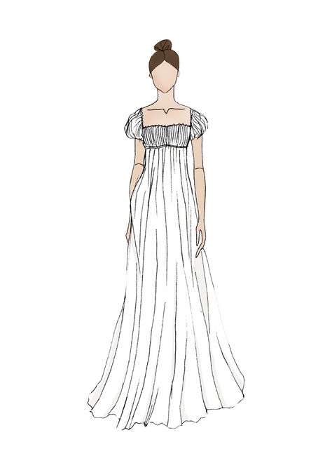 Couture, Empire Dress Illustration, A Line Dress Illustration, Awangarda Fashion, Empire Line Dress Pattern, Empire Silhouette Dress, Empire Line Wedding Dress, Wedding Dress Sketch, Sketch Dress