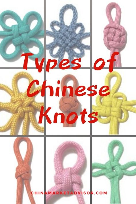 Although there are thousands of different types of Chinese knots, there are only ten types of basic Chinese knots. . #chinamarketadvisor #chineseculture #chineseknotting #chineseknots #traditionalchineseart #ancientchineseart #chinesecrafts #chinesedesign #chineseartwork Chinese Knot Jewelry, Chinese Good Luck Knot, Chinese Knot Meaning, Chinese Knots Tutorial Step By Step, Chinese Knot Tutorial, Chinese Lucky Knot, Chinese Macrame, Chinese Knots, Knot Keychain