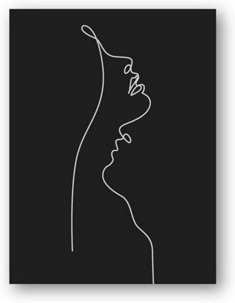 AmazonSmile: ASLKUYT Abstract Woman Face One Line Drawing Painting Black and White Minimalist Wall Art Picture Modern Poster Home Room Wall Decor-20x28 in No Frame: Posters & Prints Frames For Room Wall Decor, Line Art Pictures, Black One Line Art, Bedroom Decor White And Black, Black White Pictures Art, Line Painting Woman, Minimalistic Face Drawing, One Line Art Painting, Two Women Line Art