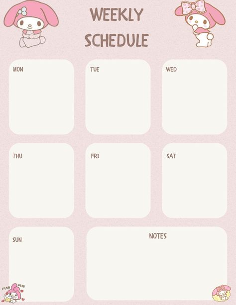 Organisation, Stationary Labels Printable, Sanrio Schedule Template, Sanrio Digital Planner, Cute Weekly Planner Template Aesthetic, Kawaii Templates Free Printables, Pink Weekly Planner Template, Pink Calendar Template, Kawaii Weekly Planner Template