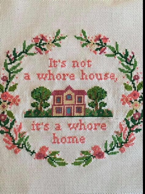 Home Cross Stitch Pattern, Home Cross Stitch, Cross Stitch Projects Ideas, Funny Embroidery, Cross Stitch Quotes, Easy Cross Stitch, Cross Stitch House, Funny Cross Stitch Patterns, Geek Design