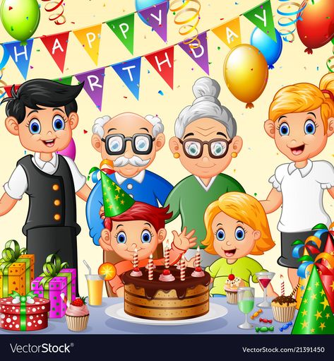 Birthday Party Drawing, Family Birthday Celebration, Birthday Graph, Picture Story For Kids, Party Drawing, Birthday With Family, Picture Comprehension, Celebrating Birthday, Kids Reading Books