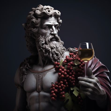 Pi Design, Dionysus God, Wine Tattoo, Greek Wine, Greek Mythology Tattoos, Pagan Gods, Roman Gods, Mythology Tattoos, Greek Gods And Goddesses