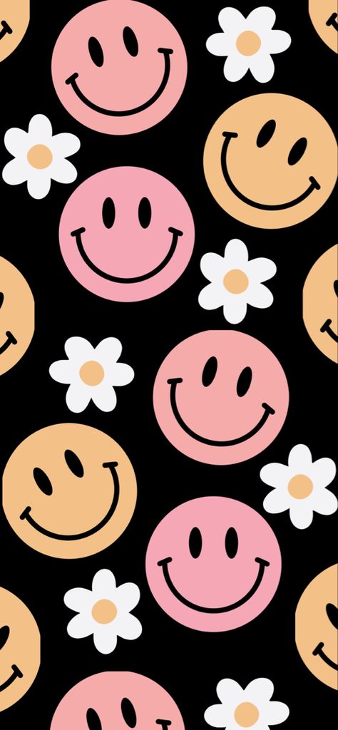 Wallpaper Background aesthetic Smiley face and Daisy flower patter, preppy style Iphone Wallpaper Preppy, Cute Home Screen Wallpaper, Wallpaper Iphone Boho, Cute Wallpapers For Ipad, Cute Summer Wallpapers, Phone Wallpaper Boho, 4k Photos, Pola Kartu, Cute Fall Wallpaper