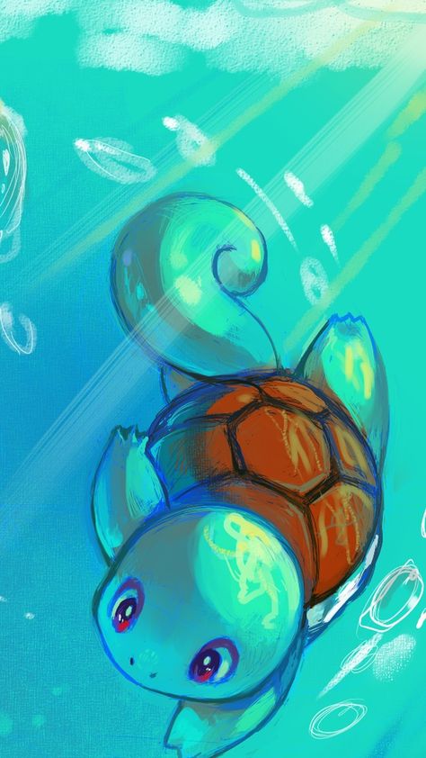 It's Squirtle, the Water-type Starter Pokemon of Kanto. Squirtle Cute Pokemon, Pokemon Wallpaper Squirtle, Squirtal Pokemon, Starter Pokemon Art, Pokemon Squirtle Wallpaper, Squirtle Pokemon Art, Squirtle Wallpaper, Squirtle Drawing, Pokemon Water Type