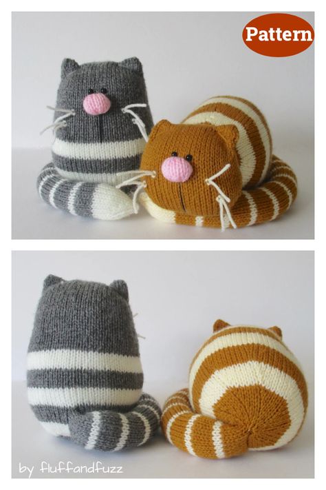 Fat Cat Knitting Patterns Amigurumi Patterns, Sentro Knitting Machine Stuffed Animals, Circular Knitting Patterns Free, Round Knitting Machine Patterns, Knitted Animals Free Patterns, Machine Knitting Patterns, Loom Knitting Patterns Free, Cat Pillow Pattern, Circular Knitting Patterns