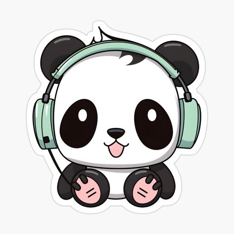 Cute Panda Stickers Printable, Doodle Art Panda, Panda Stickers Kawaii, How To Draw A Cute Panda, Panda Art Design, Kawaii Panda Drawing, Cute Panda Drawings, Panda Art Cute, Panda Chibi