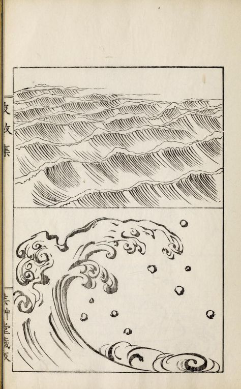 Ocean Wave Drawing, Ocean Wave Design, Japanese Ocean, Japanese Alphabet, Ocean Drawing, Wave Drawing, Wave Illustration, Ocean Tattoos, Water Drawing