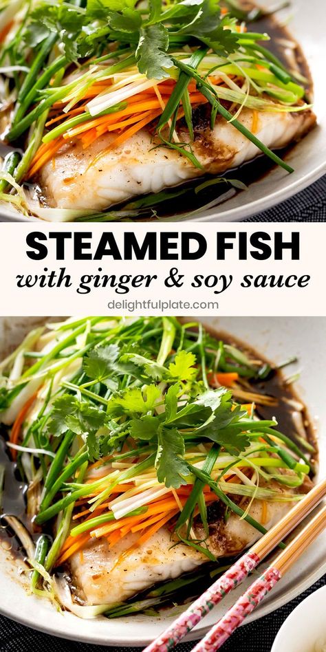 a plate of Chinese/Vietnamese steamed fish with ginger and soy sauce Steamed Fish Recipes, Fish Fillet Recipe, Cod Fish Recipes, Asian Fish Recipes, White Fish Recipes, Recipes Fish, Fish Dinner Recipes, Steamed Fish, Healthiest Seafood