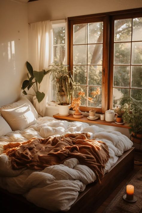 70+ Cozy Earthy Bedroom Ideas With Natural Elegance Warm Bedroom Colors, Reclaimed Wood Bed Frame, Groovy Room, Bedroom Decor For Women, Nature Room, Earthy Bedroom, White Bed Frame, Earthy Home Decor, Warm Bedroom