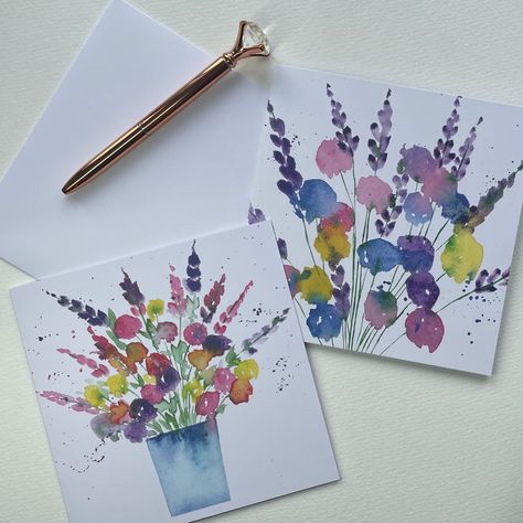 Excited to share this item from my #etsy shop: Greetings Cards Pack/Set Handmade Art yellow purple flowers garden watercolour Design -Birthday cards for her, mum, daughter- blank inside Yellow Purple Flowers, Purple Flowers Garden, Watercolour Design, Mum Daughter, Painting Birthday, Birthday Card Drawing, Design Birthday, Garden Watercolor, Birthday Cards For Mum