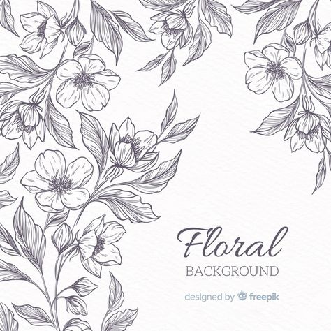 Floral Background Drawing, Floral Vector Design, Square Border, Spring Flowers Background, Background Flower, Floral Vector, Flowers Vector, Background Drawing, Flower Sketches