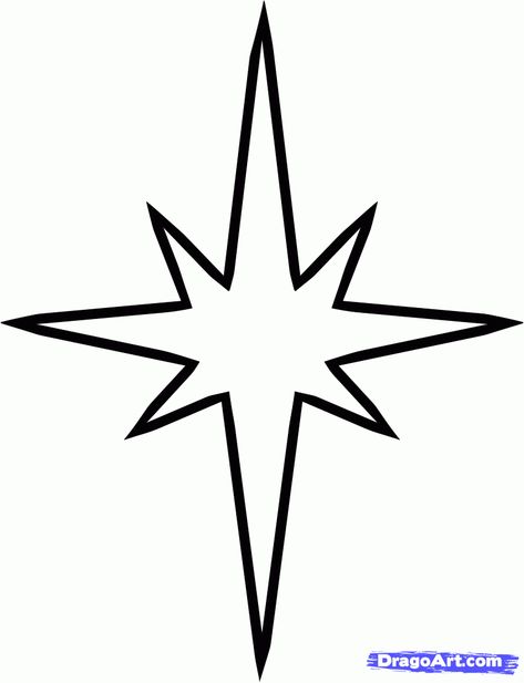 how to draw a christmas star step 4 Christmas Stars Drawing, Bethlehem Star Template, Diy Star Of Bethlehem, Shooting Star Drawing, Star Template Printable, Juleverksted For Barn, Nativity Star, Star Coloring Pages, Star Clipart