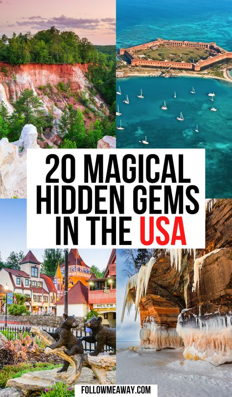 Travel Inspiration Usa, Hidden Gems Around The World, U.s. Vacation Destinations, Unusual Places To Visit In Usa, Hidden Vacation Spots United States, Hidden Gems Usa, Mini Moon Destinations Usa, Must Visit Places In Us, Usa Must See Places