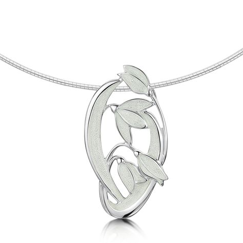 Inspired by the delicate flower that appears at the first sign of Spring, this Snowdrop necklet in silver and Crystal enamel is a touch of elegance. #wedding #bride #bridesmaid #weddinginspiration #snowdrop #madeinscotland #orkney #jewellery #sheilafleet #inspiredbynature Snowdrop Necklace, Bridal Diamond Necklace, Scottish Jewellery, Jewelry Design Drawing, Delicate Flowers, Enamel Necklaces, Leaf Jewelry, Nature Inspired Jewelry, Silver Work