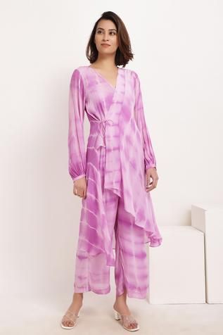 Shop for Ranng by Vandna Purple Natural Crepe Tie Dye Tunic And Palazzo Set for Women Online at Aza Fashions Haute Couture, Couture, Tie And Dye Dresses Western, Tie And Dye Indian Wear, Tie And Dye Cord Sets, Upscale Fashionable Attire, Tie Dye Indian Outfit, Tie Dye Suits Indian, Tye Dye Dress Outfit