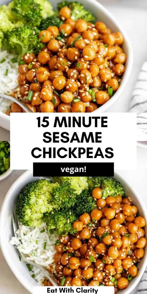 Sesame Chickpeas, Vegan Chickpea Recipes, Chickpea Recipe, Plat Vegan, Pasta Vegetariana, Vegan Chickpea, Recipe Cookbook, Chickpea Recipes, Vegan Meal Prep