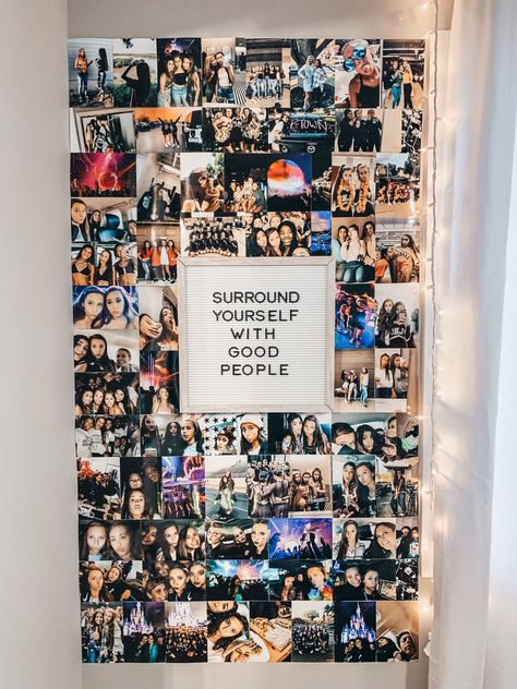 Picture Wall For Teenage Room, Picture Collage On Wall Ideas, Photo Wall Collage Of Friends, Ideas For A Picture Wall, Small Picture Wall Ideas Bedrooms, Things To Do With Pictures In Your Room, Pictures To Put In Your Room, Room Picture Collage Ideas, Bedroom Photo Collage Wall