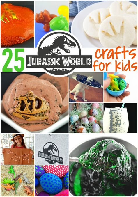 25 Roaring Jurassic Crafts Kids Can Do - for the budding paleontologist in your home! Click now! World Crafts For Kids, Jurassic World Party Ideas, Fête Jurassic Park, Paleontologist Party, Jurassic Craft, Jurassic World Party, Festa Jurassic Park, Jurassic Park Party, Park Birthday