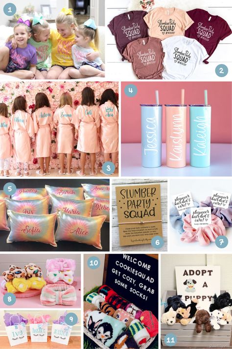 1st Sleepover Ideas, Slumber Party Favor Ideas, Pajama Party Ideas Teenage, Sleepover Favor Ideas, Sleepover Birthday Party Favors, Slumber Party Party Favors, Sleepover Kids Party, Sleep Over Party Favors, Teenage Spa Party Ideas