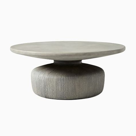 Outdoor Round Coffee Table, Coffee Table West Elm, West Elm Coffee Table, Coffee Table Cover, Round Coffee Table Modern, Drum Coffee Table, Concrete Coffee Table, Oversized Furniture, Low Coffee Table