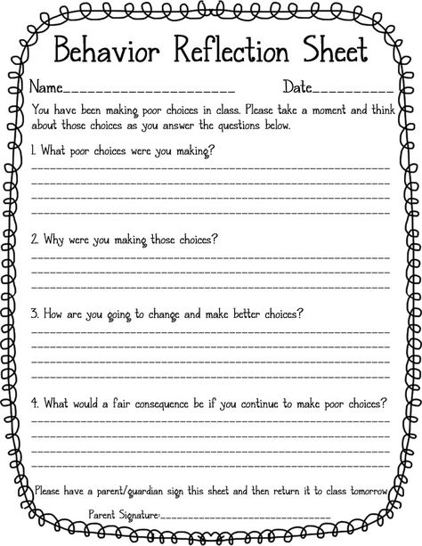 Behavior Sheets For Students, Behaviour Reflection Sheet, Behavior Think Sheet Free Printable, Reflection Sheets For Students, Behavior Reflection Sheet Elementary, Think Sheets For Behavior, Behavior Think Sheet, Behavior Sheet, Behavior Reflection Sheet