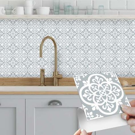 Boho Backsplash Kitchen White Cabinets, Tiles Around Window Bathroom, Counter Top Peel And Stick, Wall Tile Stickers Kitchen, Kitchen Designs For Small Kitchens, Peel And Stick Kitchen Cabinets, Kitchen Stickers Wall, Inexpensive Wall Covering Ideas, Stick On Tiles Bathroom