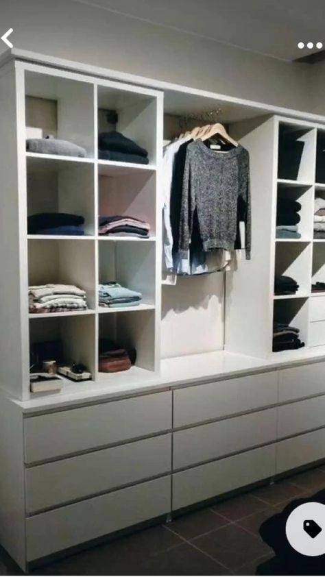 Kallax Dressing Room, Dressing Kallax Ikea, Dressing Ikea Hack, Malm Closet, Malm Ikea Hack, Kallax Ikea Ideas, Ikea Hacks Bedroom, Ikea Hacks Storage, Kallax Inspiration