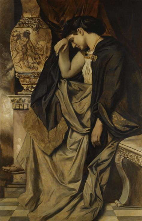 "Medea an der Urne" - Anselm Feuerbach (German, 1829–1880), oil on canvas {portrait neoclassicism academic artist painting #arthistory #nineteenthcentury #loveart} Hans Thoma, Alfred Stevens, Hans Holbein, Istoria Artei, John Everett Millais, William Adolphe Bouguereau, John William Waterhouse, Edouard Manet, Greek And Roman Mythology