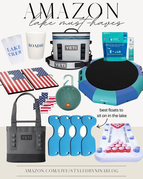 Lake Day Checklist, Lake House Essentials Summer, Lake House Necessities, Lake House Games, Lake Activities For Adults, Lake Gift Basket Ideas, Lake House Gift Basket Ideas, Boat Essentials Summer, Lake House Party Ideas