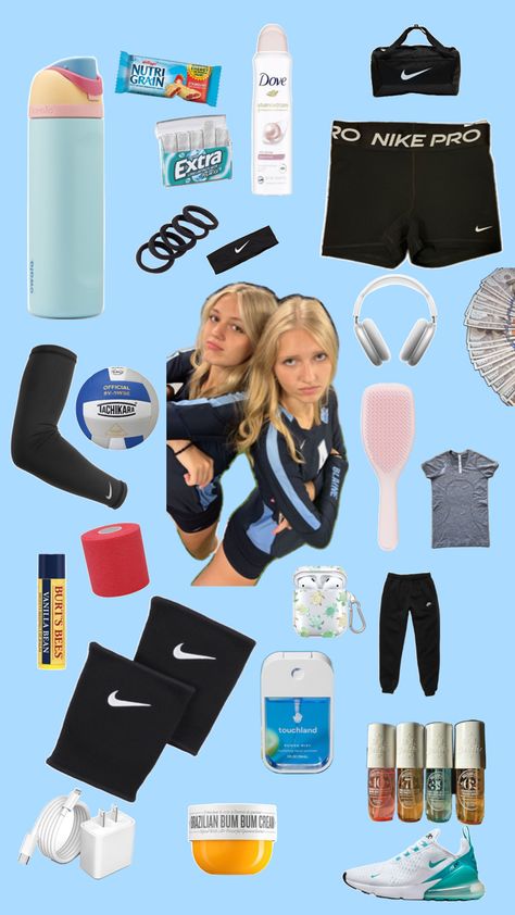 Volleyball 🏐✨ Handball, What To Pack For A Volleyball Game, Netball Practice Outfits, Volleyball Bag Must Haves, Volleyball Camp Packing List, Volleyball Bags Ideas, Volleyball Pink Out Ideas, Things You Need For Volleyball, What To Have In Your Volleyball Bag