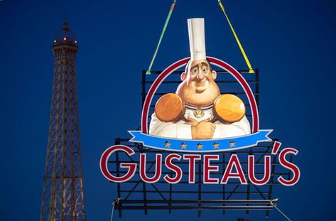 New Sign for Gusteau’s Restaurant, Just Installed in the France Pavilion at Epcot - Disney Dining Information Ratatouille Restaurant, Gusteau Ratatouille, Disney Careers, Ratatouille Disney, Restaurant Signage, Pixar Animation, Walt Disney Imagineering, Disney Cast Member, Disney World Restaurants