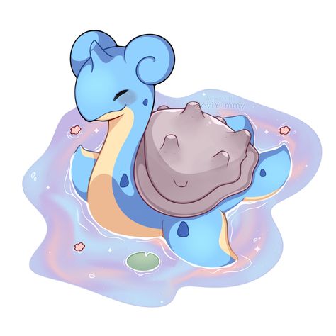 Kawaii, Pokemon Cute Art, Cute Art Anime, Pokemon References, Pokemon Lapras, Pokemon Challenge, Pokemon Cute, Water Pokémon, Art Style Challenge