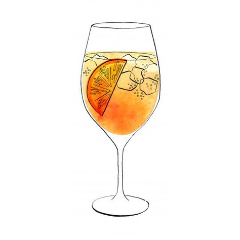 mmmm...the Aperol Spritz looks refreshing even as a drawing! Aperol Spritz Party, Drink Tattoo, Watercolor Drinks, Spritz Party, Mac Miller Tattoos, Engagement Invite, Lab Art, Food Prints, Drink Art