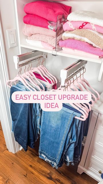 Extra Closet Organization, Sports Closet Organization Ideas, Using Bedroom As Closet, Small Space Clothing Organization, Organisation, How To Organize Tank Tops In Closet, Closet Organization Rental Apartment, Diy Clothes Closet Ideas, His And Her Closet Ideas Small