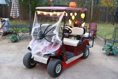 198 best Golf Carts Decorated images Golf Halloween, Golf Cart Decorations, Halloween Camping, Halloween Decoration Ideas, Golf Diy, Golf Trolley, Golf Event, Classic Halloween, Golf Car