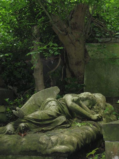 Aesthetic Visuals, Eternal Sleep, Foto Muro Collage, 헬로키티 배경화면, Green Academia, Sleeping Angel, Highgate Cemetery, Dark Angels, Dark Green Aesthetic