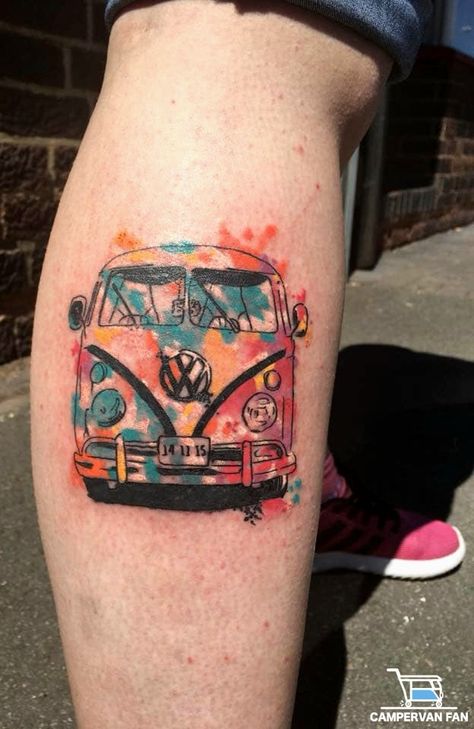 Volkswagen Tattoo Ideas, Vw Van Tattoo, Volkswagen Bus Tattoo, Vw Bus Tattoo, Vw Tattoo, Van Tattoo, Beetle Tattoo, Hippie Tattoo, Facebook Feed