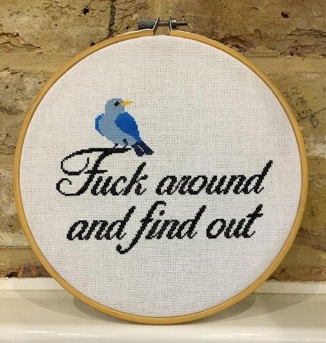 Couture, Cross Stitch Designs Meme, Funny Embroidery Patterns Free, Crude Embroidery, Funny Embroidery Quotes, Fun Cross Stitch Patterns, Funny Embroidery Ideas, Inappropriate Embroidery, Inappropriate Cross Stitch