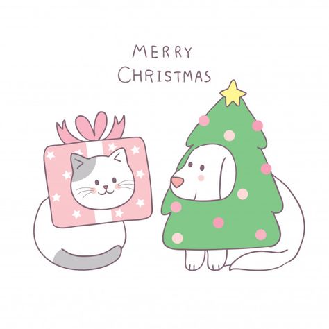 Christmas Cat And Dog, Cute Christmas Cat, Cards Ideas Handmade, Printable Santa Claus, Animal Christmas Cards, Cat Christmas Cards, Merry Christmas Calligraphy, Pet Christmas Cards, Santa Letter Printable