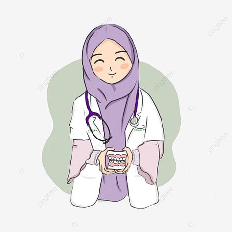 Dental Profile Picture, Dokter Gigi Wallpaper, Hijab Doctor Cartoon, Doctor Profile Picture, Doctor Profile, Purple Hijab, Hijab Kids, Nurse Drawing, Dokter Gigi