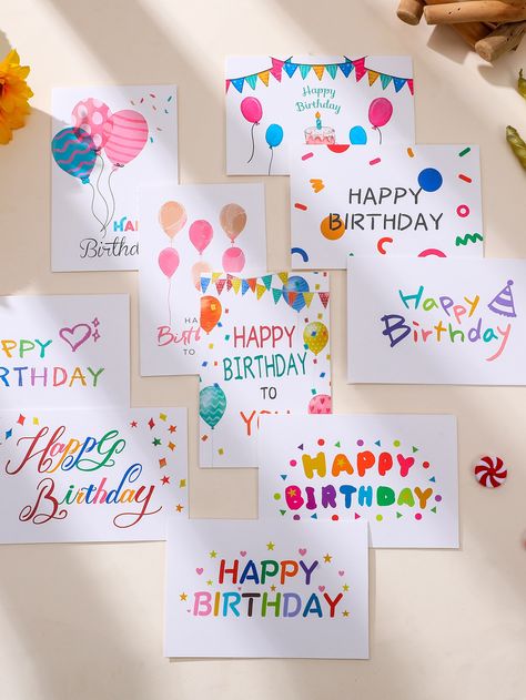 Multicolor  Collar  Paper  Greeting Cards Embellished   Gifts Supplies Cool Happy Birthday Cards, Simple Cute Birthday Card, Hand Written Birthday Card, Handlettered Birthday Cards, Cute And Simple Birthday Cards, Birthday Card For Little Sister, Cool Bday Cards, Cute Cards For Birthday, Happy Birthday Card Handmade