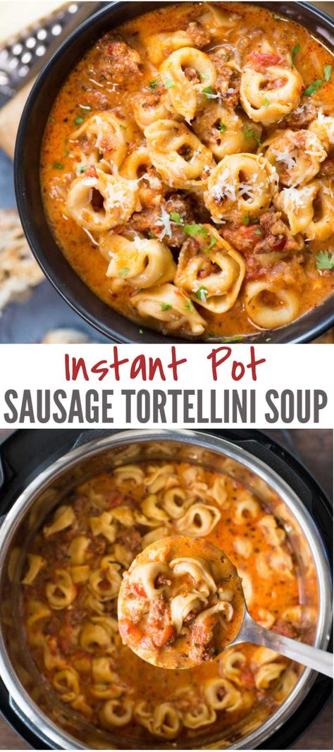 Healthy Tortellini, Instapot Soup Recipes, Pressure Cooker Soup, Tortellini Chicken, Soup Sausage, Tortellini Sausage, Soup Tortellini, Instant Pot Sausage, Pasta Sausage