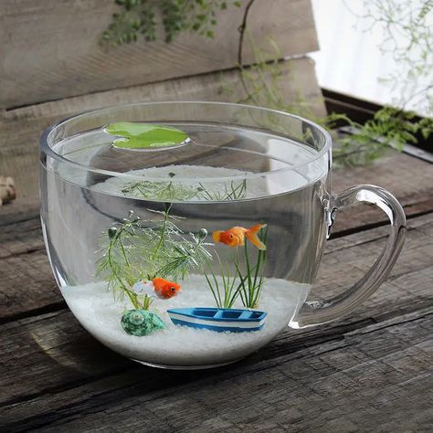 Fish Bowl, Vase Creative Bowl, Desktop Fish Tank, Glass Transparent Office Decoration, Goldfish Tank - Temu Goldfish, Goldfish Tank, Bowl Vase, Crushed Glass, Fish Bowl, Fish Tank, Resin Crafts, Resin Art, Office Decor