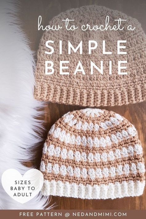 Crochet Baby Cap, Beanie Pattern Free, Easy Crochet Hat Patterns, Crochet Beanie Pattern Free, Beanie Hat Pattern, Easy Crochet Hat, Crochet Baby Hat Patterns, Crochet Baby Beanie, Crochet Angel