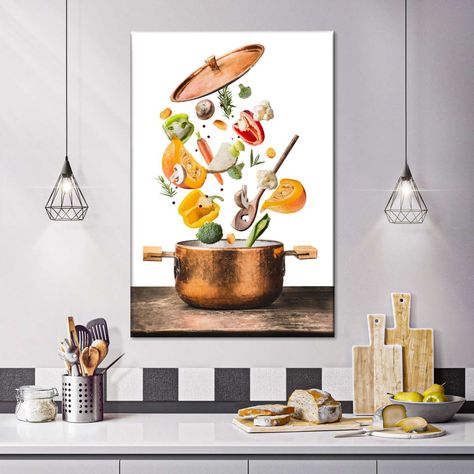 Vegan Cooking Canvas Wall Art will motivate your patients and guests to maintain a healthy lifestyle. This high-quality canvas print is an inspiration and a constant reminder to eat nutritional food daily. Kitchen Wall Art Abstract, Kitchen Photography Art, Kitchen Artwork Painting Bohemian, Kitchen Paintings Art Wall Decor Modern, Kitchen Diy Decor Ideas Wall Art, Paintings For Kitchen Canvas, Kitchen Painting Ideas Canvas Diy Art, Kitchen Paintings On Canvas, Painting For Kitchen Art