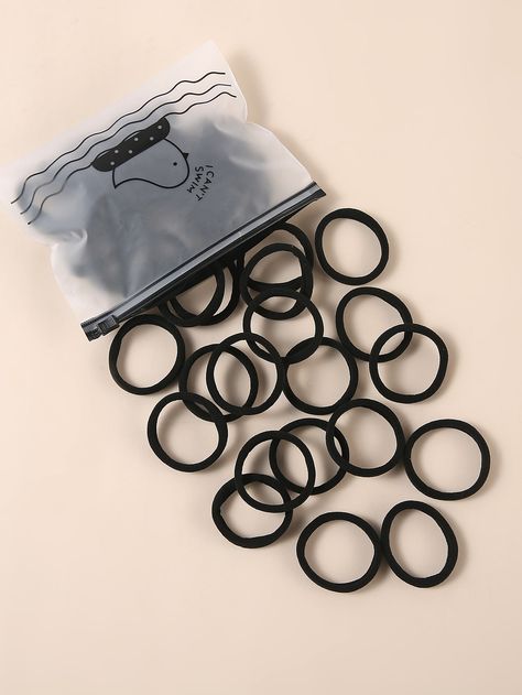 Black Casual   Polyester Plain Basic Hair Tie Embellished   Women Accessories Shein Hair Accessories, Black Hair Ties, Daily Routine Planner, Black Rubber Bands, Happy Birthday Best Friend Quotes, Essential Pouch, Minimalist Hair, Routine Planner, Hair Essentials